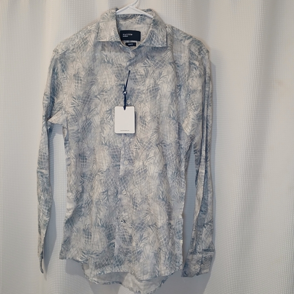 NWT Sacoor Brothers Blue Slim Fit Shirt - Picture 1 of 8